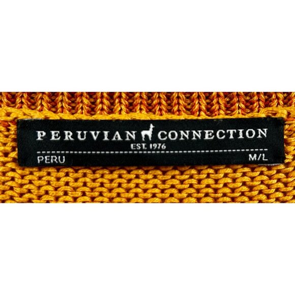 Peruvian Connection Sweater Vest Womens M/L Orange Pima Cotton Knit Oversized - Picture 3 of 7